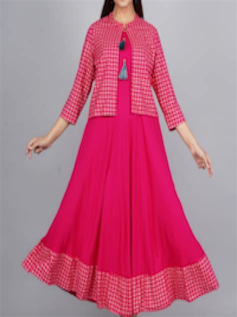 Buy KALINI Women Round Neck Anarkali Kurta With Jacket Kurtas For