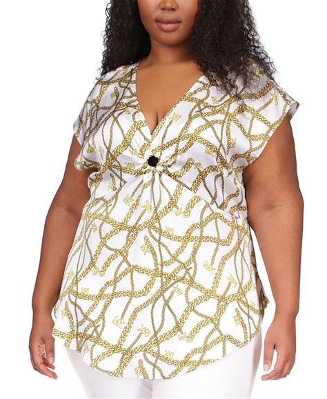 Michael Kors Plus Size Logo Chain Print Top Macys