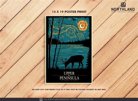 Upper Peninsula Deer Michigan Poster Print 906 Poster Upper Etsy