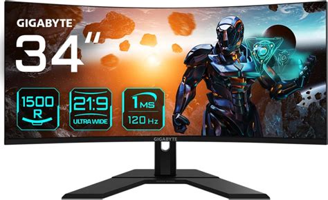 Gigabyte Gs34wqc 34 120hz 1440p Curved Gaming Monitor 3440x1440 Va 1500r Display 1ms Mprt