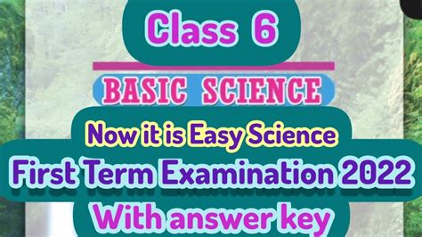 CLASS 6 Basic Science Onam Exam Question Paper With Answer Key First