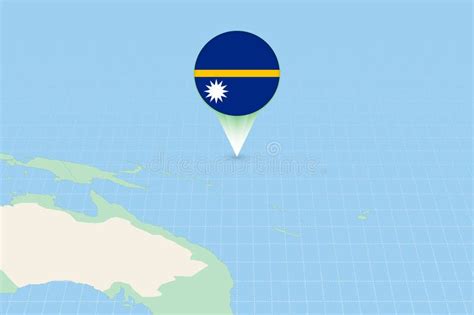 Map Illustration Of Nauru With The Flag Cartographic Illustration Of