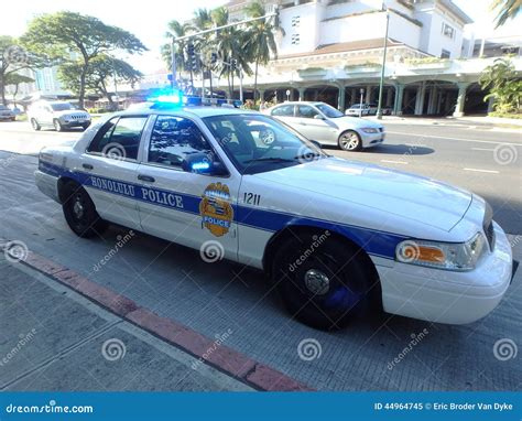 Honolulu Police Department Police Car On Street With Lights Flashing ...