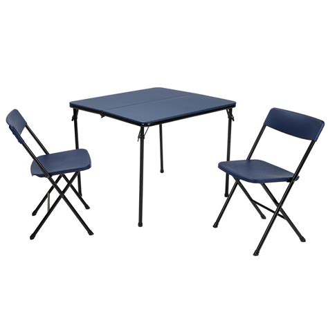 Cosco 3 Piece Dark Blue Folding Table And Chair Set 37334dbk1e The