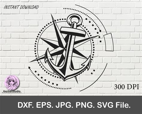 Anchor Compass Svg Design Svg And Png File Etsy Uk