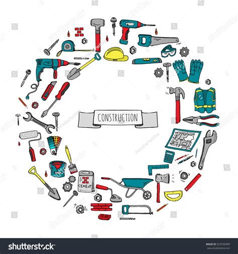 Hand Drawn Doodle Construction Tools Set Stock Vector Royalty Free