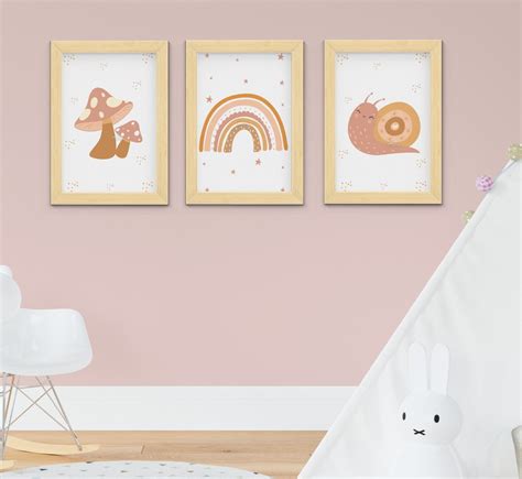 Quadro Infantil Quarto Beb Menina Jardim Arco Ris Boho Elo