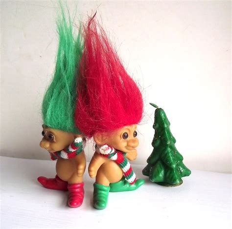 Christmas Troll Dolls Vintage 80s Russ Trolls Collectible