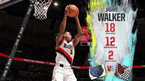 Jabari Walker Highlights 18 Pts Trail Blazers Vs Grizzlies March