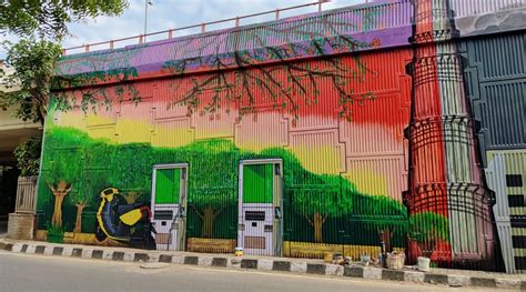 Delhi Mural Paintings On Nehru Place Flyover Calls For A Greener