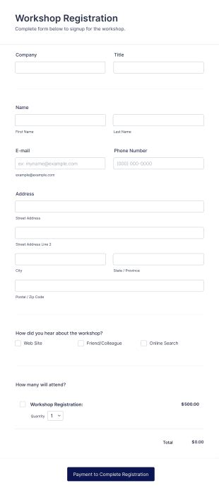 Online Ceremony Registration Form Template Jotform