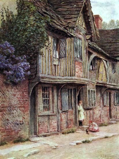 Old English Village Painting