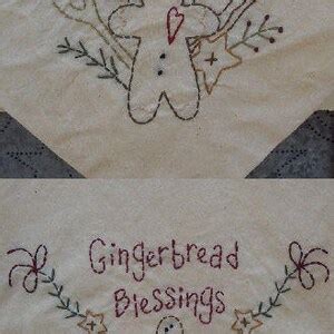 Gingerbread Blessings Bread Cloth Pattern Primitive Stitchery E Pattern