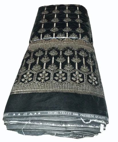 Black Zari Work Velvet Embroidery Fabric At Rs Meter Printed