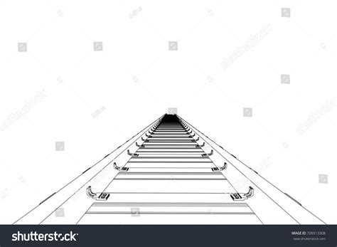 Railway Track Isolated On White Backgroundsketch Stock Illustration