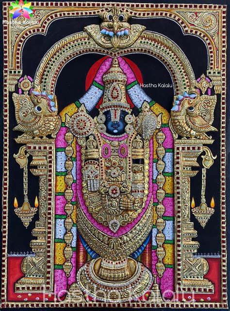 Lord Balaji D Tanjore Painting With Carat Gold Leaf Work