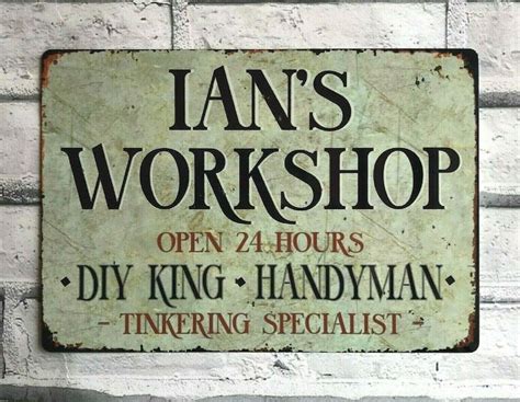 Workshop sign personalised vintage retro metal sign | Etsy Personalized ...