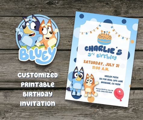 Canva Template Bluey Bingo Birthday Invitation Printable Bluey