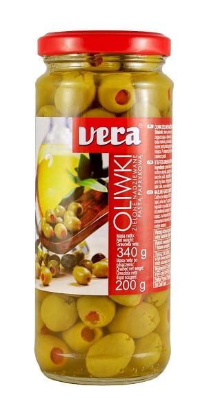 Vera Oliwki zielone nadziewane pastą paprykową 340 g Chili24 pl