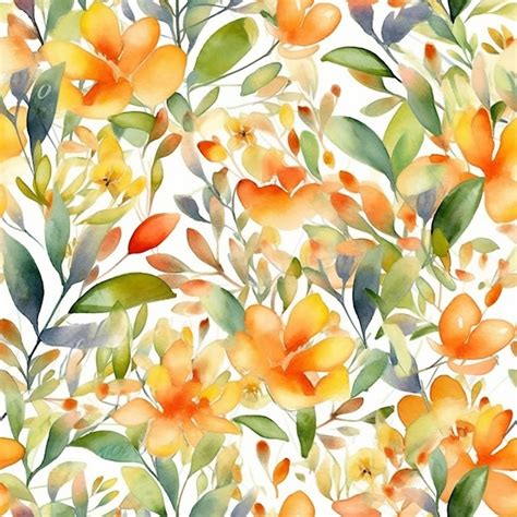 Premium Ai Image Seamless Pattern With Orange Flowers On A White