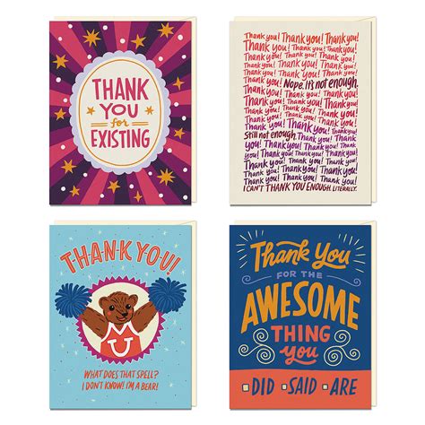 Em & Friends Thank You Cards, Box of 8 Assorted