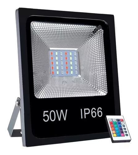 Refletor Holofote Led Rgb 50w Smd Controle 16 Cores R 74 98 Em