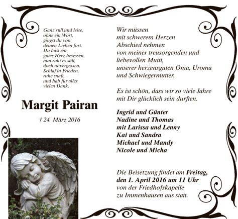 Traueranzeigen Von Margit Pairan Trauer Hna De