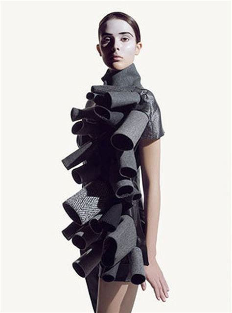 Wearable Art Short Dress Adorned With 3D Tube Shapes In Varying Sizes