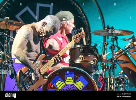 Flea Bass Chad Smith Drums Red Hot Chili Peppers Live In Buenos Aires Argentina Stock