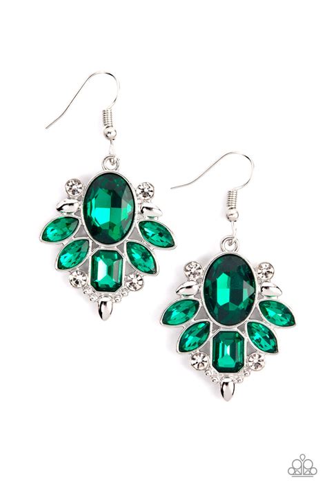 Paparazzi Glitzy Go Getter Green Fishhook Earrings P5re Grxx 164xx