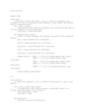 Lab9 CSC 242 Homework Lab Assignment Python CSC 242 Lab 9 Use