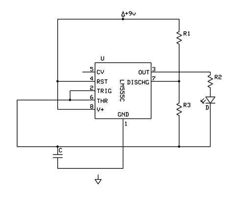 Electronics Diy Hobbyist 555 Basic Timer Circuit With Led On Output