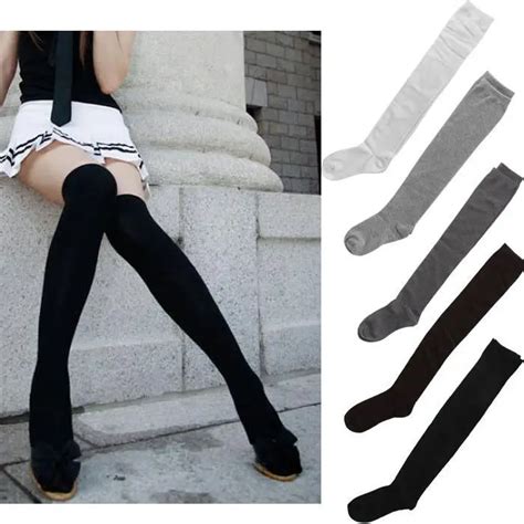 Free Shipping 2014 New Sexy Women Girl Thigh High Over The Knee Socks Cotton Stockings 5 Colours