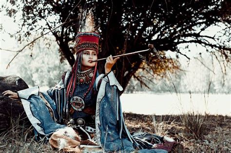 Tuvan Woman From Mongolia In Traditional Attire