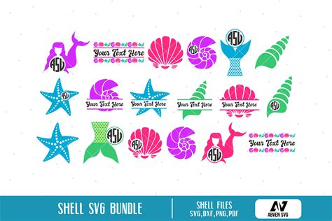 Shell Svg Seashell Svg Mermaid Svg Shell Monogram Svg Clam Svg