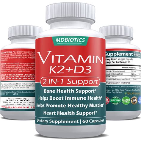 Vitamin K2 Mk7 D3 100mcg 125mg W Bioperine Supports Bone Health Hearth Health Mood