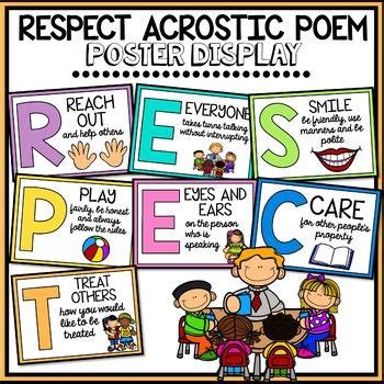 Respect Acrostic Poem Poster Set Classroom Decor Lesson Plan