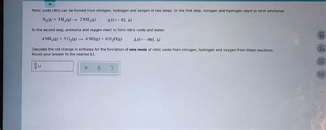 Solved Nitric Oxide NO Can Be Formed From Nitrogen Chegg