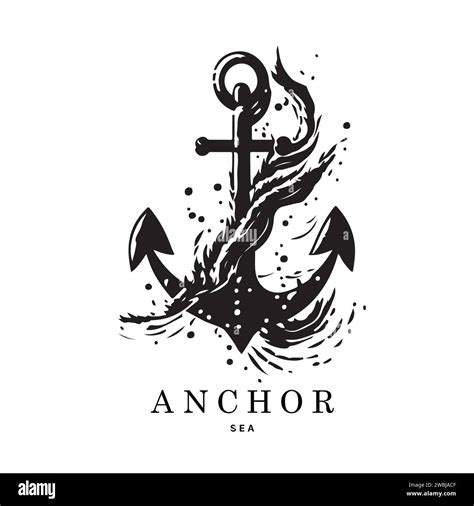 Marine Emblems Logo With Anchor And Rope Anchor Logo Vector Vector