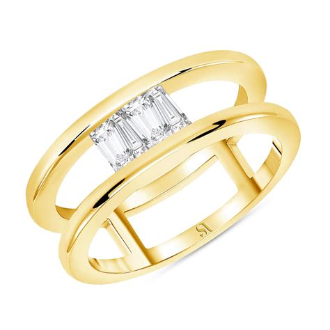 Upside Down Tapered Baguette Diamond Double Band Baguette Diamond