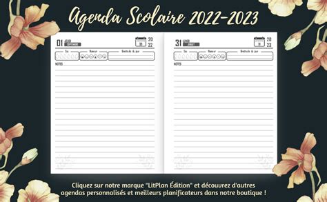 Amazon Fr Agenda Scolaire Fleurs Planificateur Scolaire