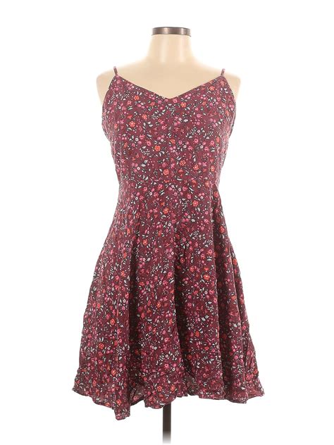 Gap 100 Rayon Floral Multi Color Burgundy Casual Dress Size L 70