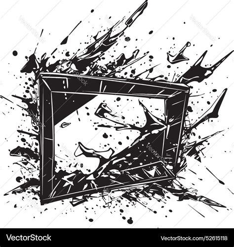 Fractured Flatpanel Black Element Of Broken Tv Vector Image