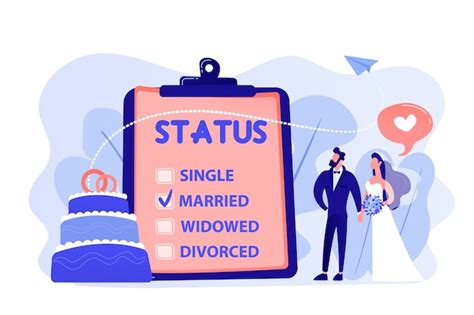 Free Vector | Married couple and marital status on clipboard, tiny ...