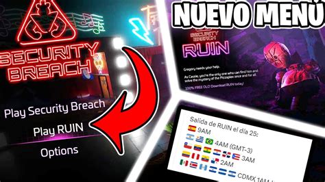 Nuevo MenÚ De Fnaf Security Breach Ruin Fechas ¿dÓnde JugarÉ El Dlc