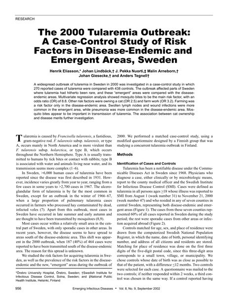 Pdf The Tularemia Outbreak A Case Control Study Of Risk Factors