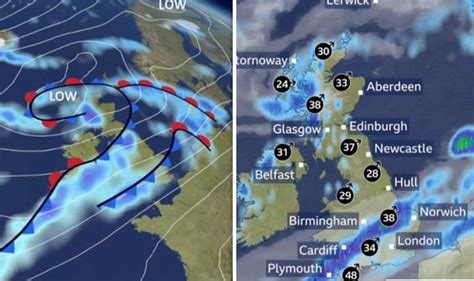 Bbc Weather Forecast Britons Brace For Hail And Thunderstorms As 45mph Gales Batter Uk