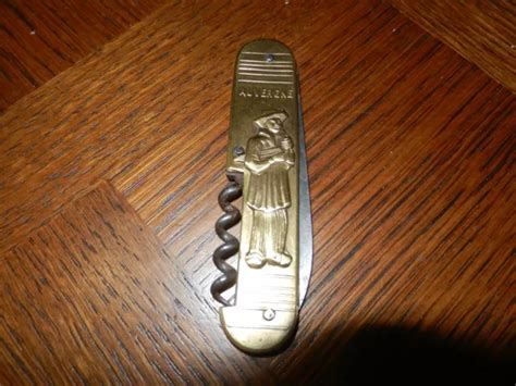 ANCIEN COUTEAU TIRE BOUCHON Manche Laiton Saint Raphael Old Corkscrew