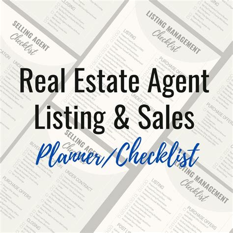 The Real Estate Agent Listing And Sales Planner Checklist With Text Overlaying It