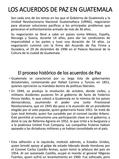 6 Los Acuerdos De Paz En Guatemala Guatemala Democracia